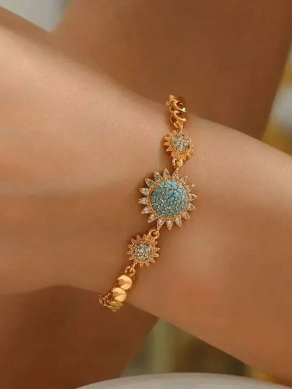 Blue Sunflower Bracelet Q499